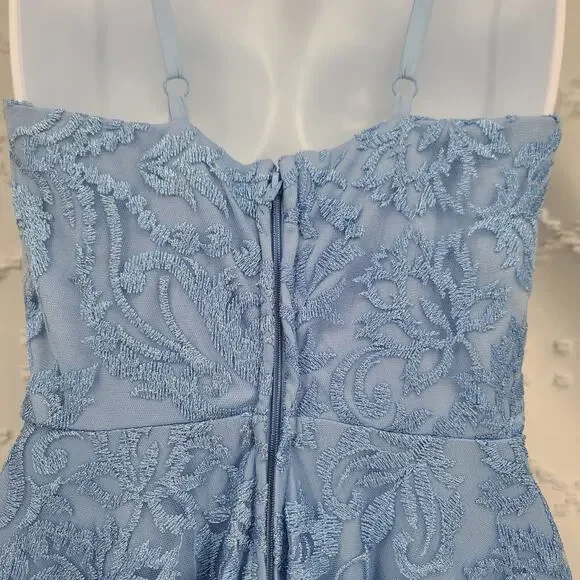 Speechless empire waist rhinestone embellished Prom formal lace dress Sz 3 Blue - Picture 5 of 11